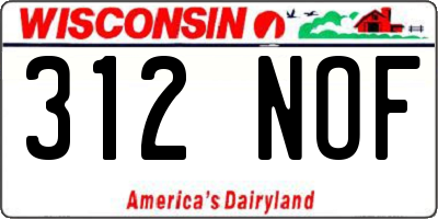 WI license plate 312NOF