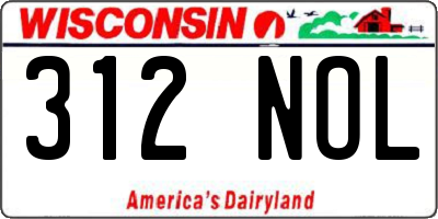 WI license plate 312NOL