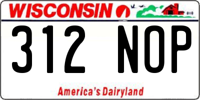 WI license plate 312NOP