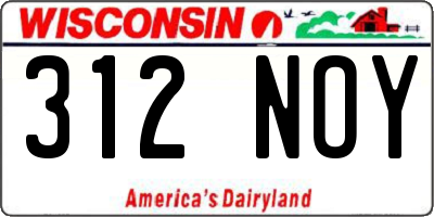 WI license plate 312NOY