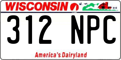WI license plate 312NPC