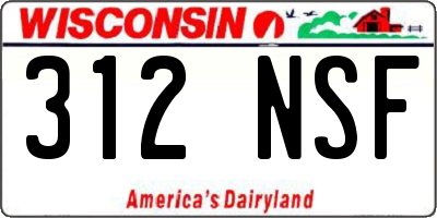 WI license plate 312NSF