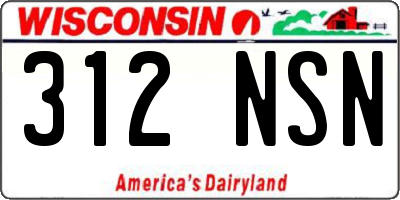 WI license plate 312NSN