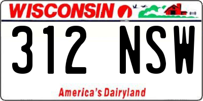 WI license plate 312NSW