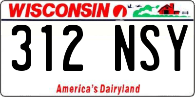 WI license plate 312NSY