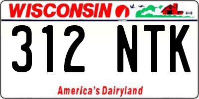 WI license plate 312NTK