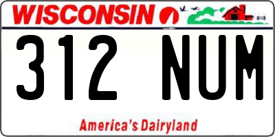 WI license plate 312NUM