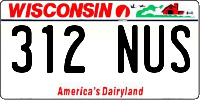 WI license plate 312NUS
