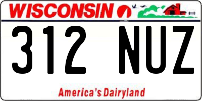 WI license plate 312NUZ
