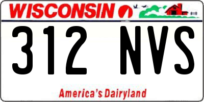 WI license plate 312NVS