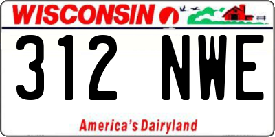 WI license plate 312NWE