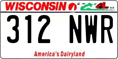 WI license plate 312NWR