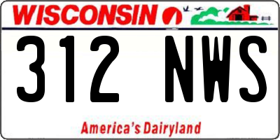 WI license plate 312NWS