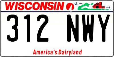 WI license plate 312NWY