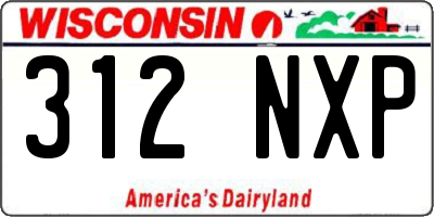 WI license plate 312NXP