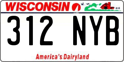 WI license plate 312NYB