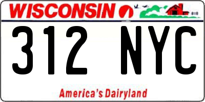 WI license plate 312NYC