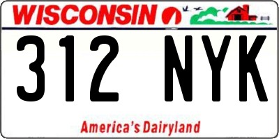 WI license plate 312NYK