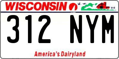 WI license plate 312NYM