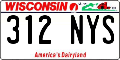 WI license plate 312NYS