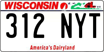 WI license plate 312NYT