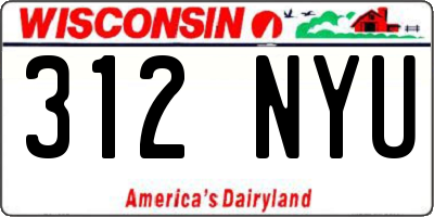 WI license plate 312NYU