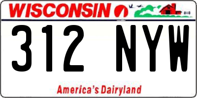 WI license plate 312NYW