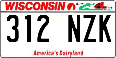 WI license plate 312NZK