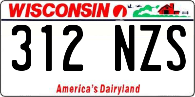 WI license plate 312NZS
