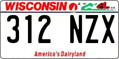 WI license plate 312NZX