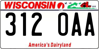 WI license plate 312OAA