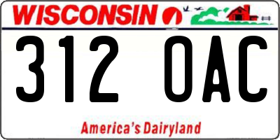 WI license plate 312OAC