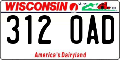 WI license plate 312OAD