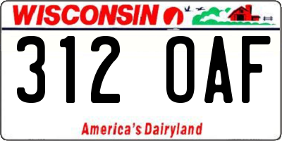 WI license plate 312OAF