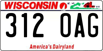 WI license plate 312OAG