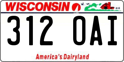 WI license plate 312OAI