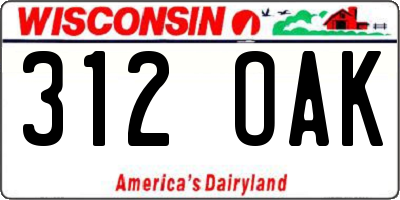 WI license plate 312OAK
