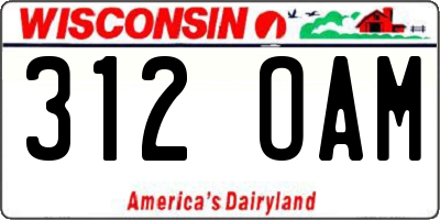 WI license plate 312OAM