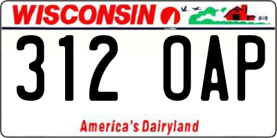WI license plate 312OAP