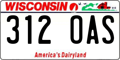 WI license plate 312OAS