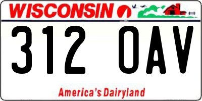 WI license plate 312OAV