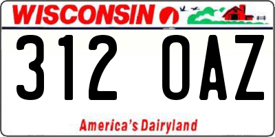 WI license plate 312OAZ