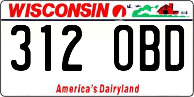 WI license plate 312OBD