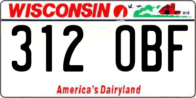WI license plate 312OBF