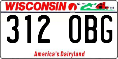 WI license plate 312OBG