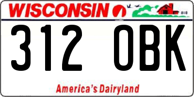 WI license plate 312OBK