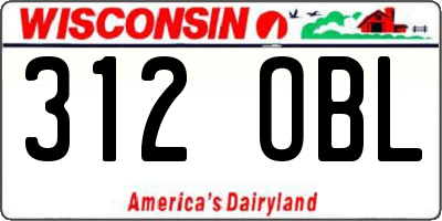 WI license plate 312OBL