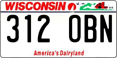 WI license plate 312OBN