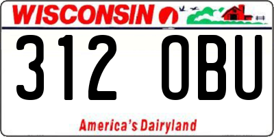 WI license plate 312OBU