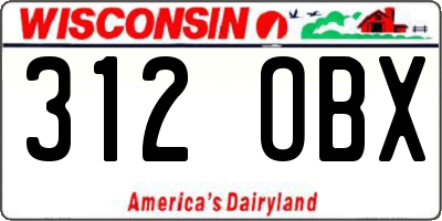 WI license plate 312OBX